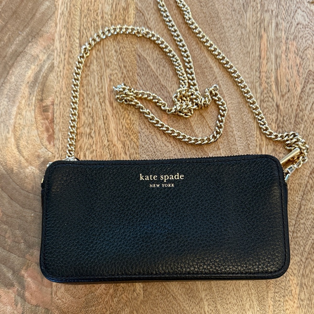 Kate Spade small Black crossbody with Gold Chain